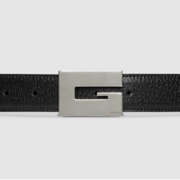 GUCCI Black Leather Belt with Bold G Buckle NEW - Picture 1 of 14